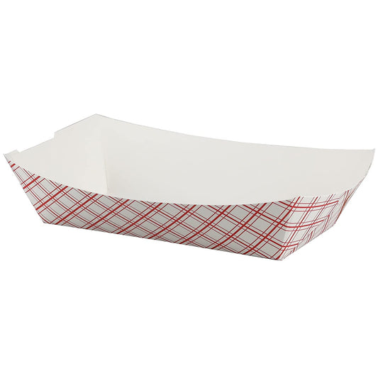 Simply Deliver Paper Food Tray, Red Plaid, 50-Count