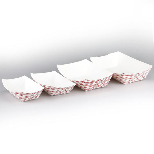 Simply Deliver Paper Food Tray, Red Plaid, 50-Count